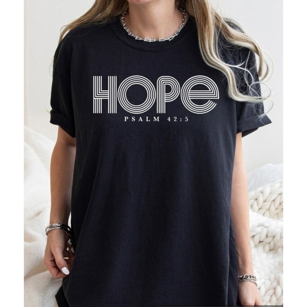 Religious T-Shirt Faith Hope Bible Verse Christian Graphic Jesus Fan Tee